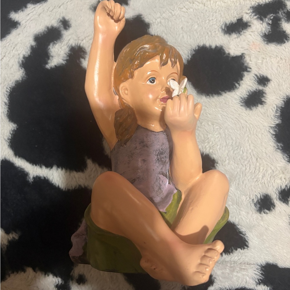 Hand-Painted Girl Figurine in Peach and Purple